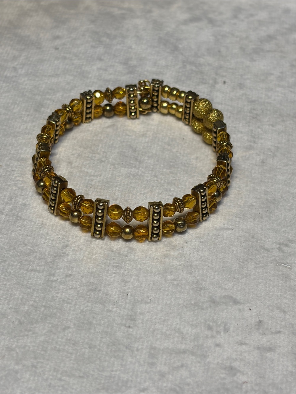 Gold/Amber-Tone Beaded Memory Wire Bracelet - Women Jewelry